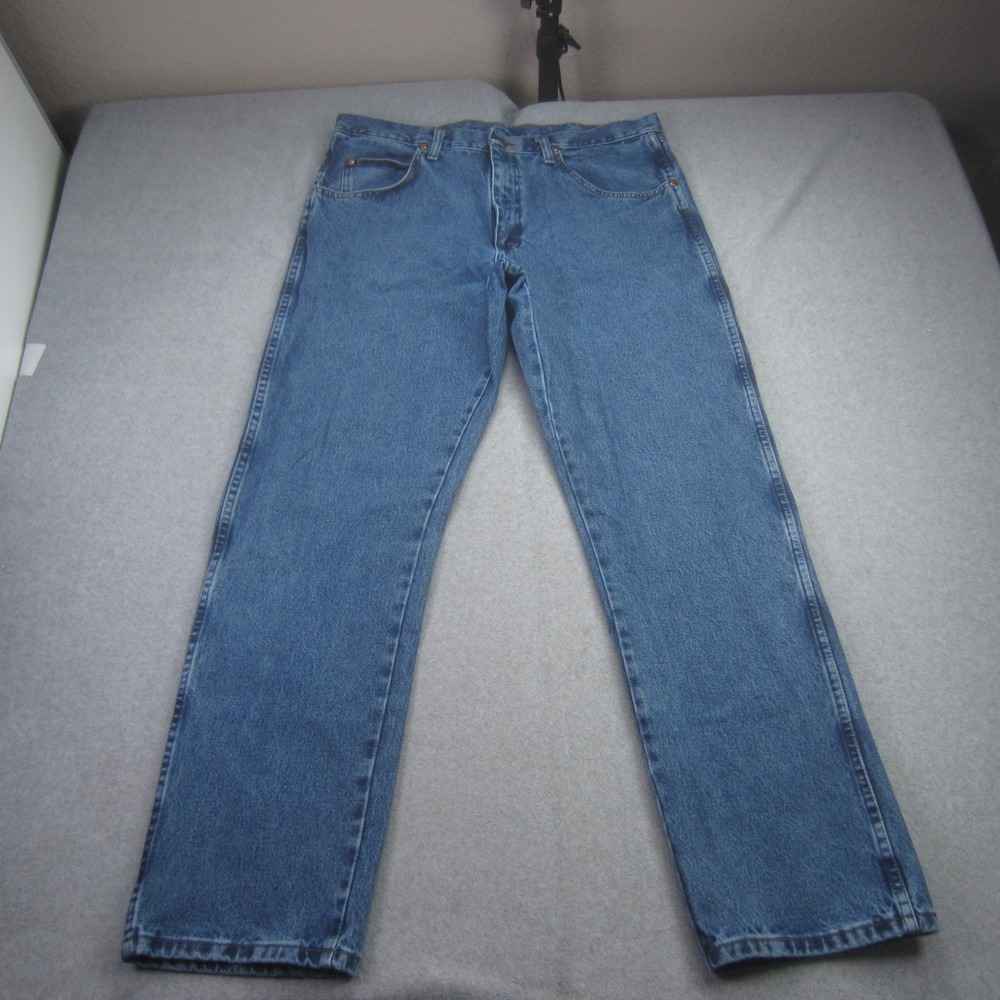 Wrangler Jeans Mens 35x32 Blue‎ Regular Fit Straight Leg High Rise Western Denim